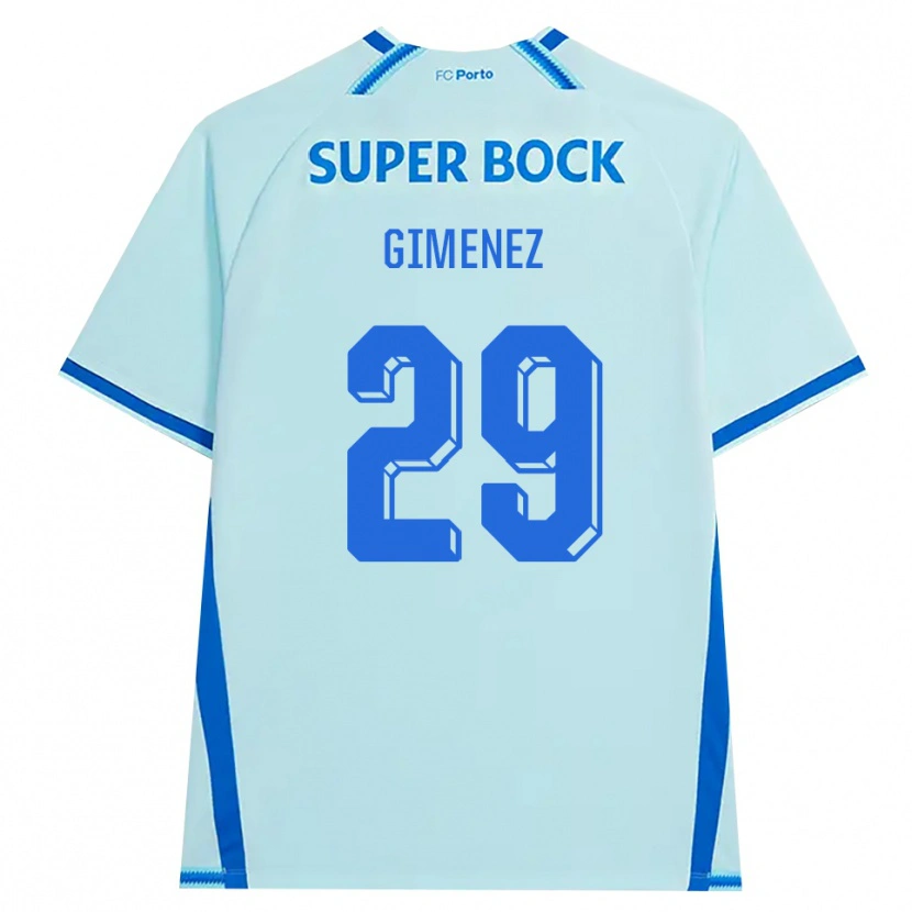 Danxen Niño Camiseta Santiago Gimenez #29 Cianclaro Azul Equipación Tercera 2026/27 La Camisa México