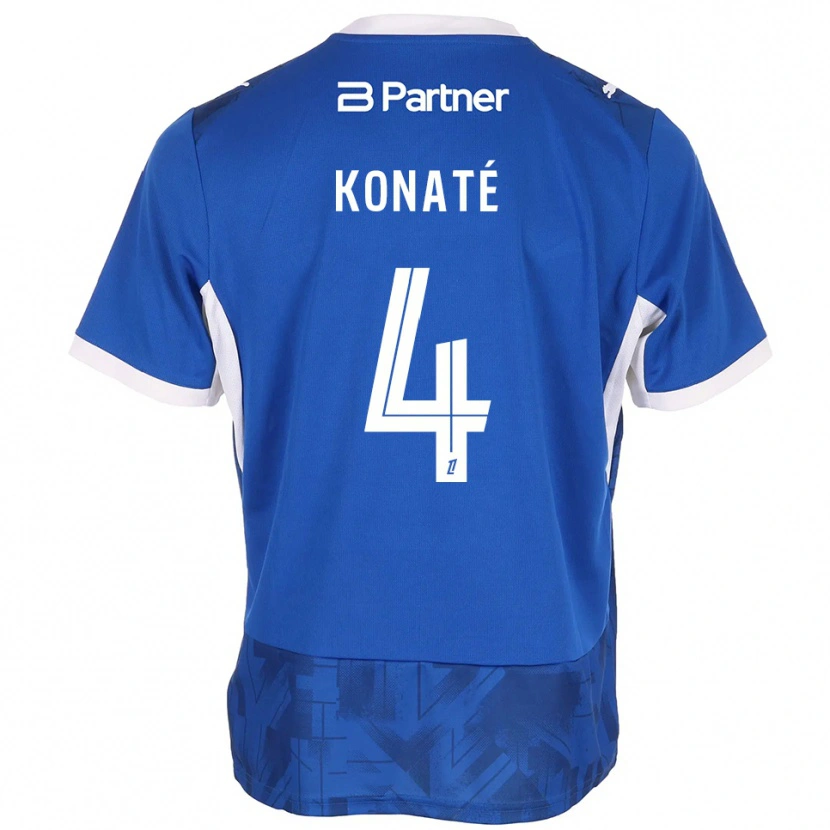 Danxen Hombre Camiseta Djibril Konaté #4 Azul Medio Blanco 1ª Equipación 2026/27 La Camisa México
