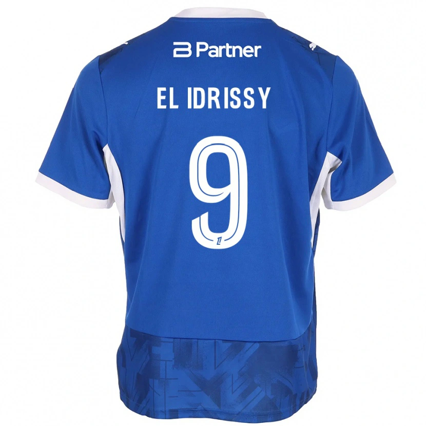 Danxen Hombre Camiseta Mounaïm El Idrissy #9 Azul Medio Blanco 1ª Equipación 2026/27 La Camisa México
