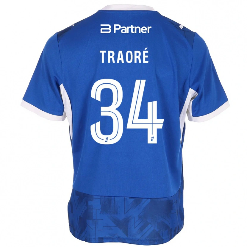 Danxen Hombre Camiseta Ibrahim Traoré #34 Azul Medio Blanco 1ª Equipación 2026/27 La Camisa México