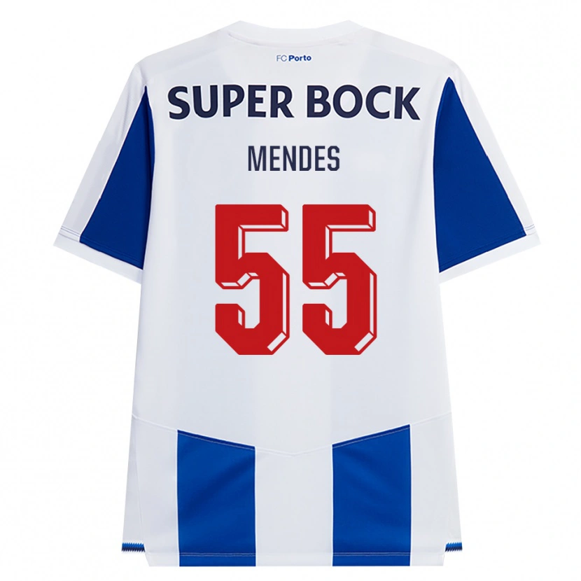 Danxen Hombre Camiseta Joao Mendes #55 Azul Blanco Rojo 1ª Equipación 2026/27 La Camisa México