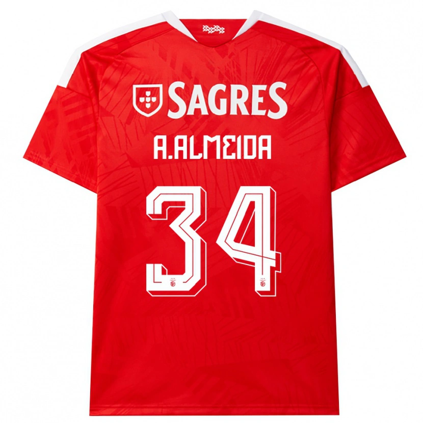 Danxen Hombre Camiseta Andre Almeida #34 Rojo Blanco Amarillo 1ª Equipación 2026/27 La Camisa México