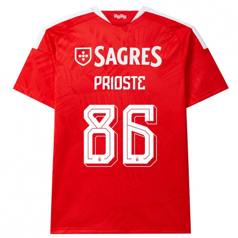 Danxen Hombre Camiseta Diogo Prioste #86 Rojo Blanco Amarillo 1ª Equipación 2026/27 La Camisa México