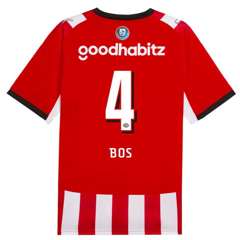 Danxen Hombre Camiseta Floris Bos #4 Rojo Blanco Negro 1ª Equipación 2026/27 La Camisa México