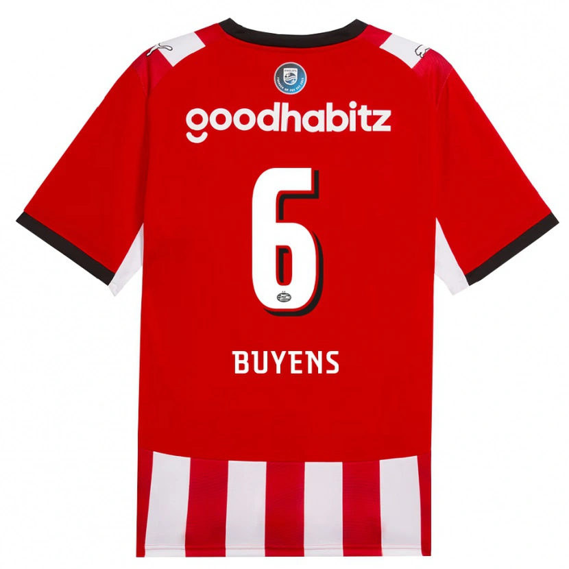 Danxen Hombre Camiseta Mathieu Buyens #6 Rojo Blanco Negro 1ª Equipación 2026/27 La Camisa México
