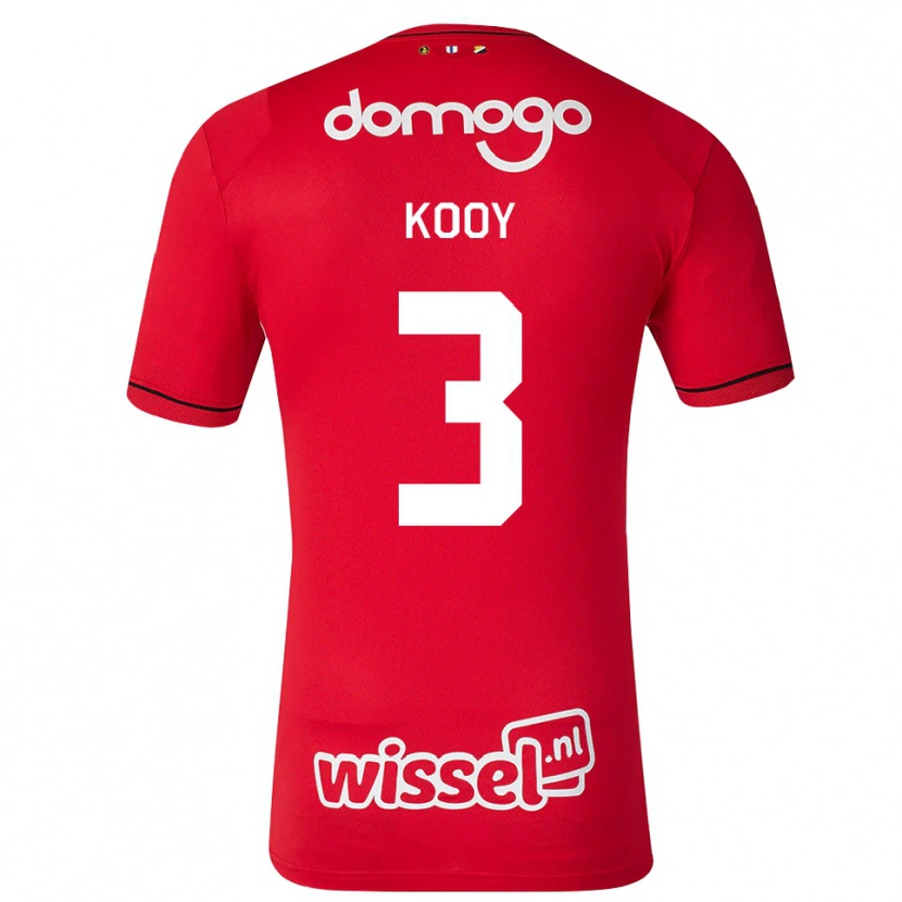 Danxen Hombre Camiseta Wessel Kooy #3 Rojo Blanco Negro 1ª Equipación 2026/27 La Camisa México