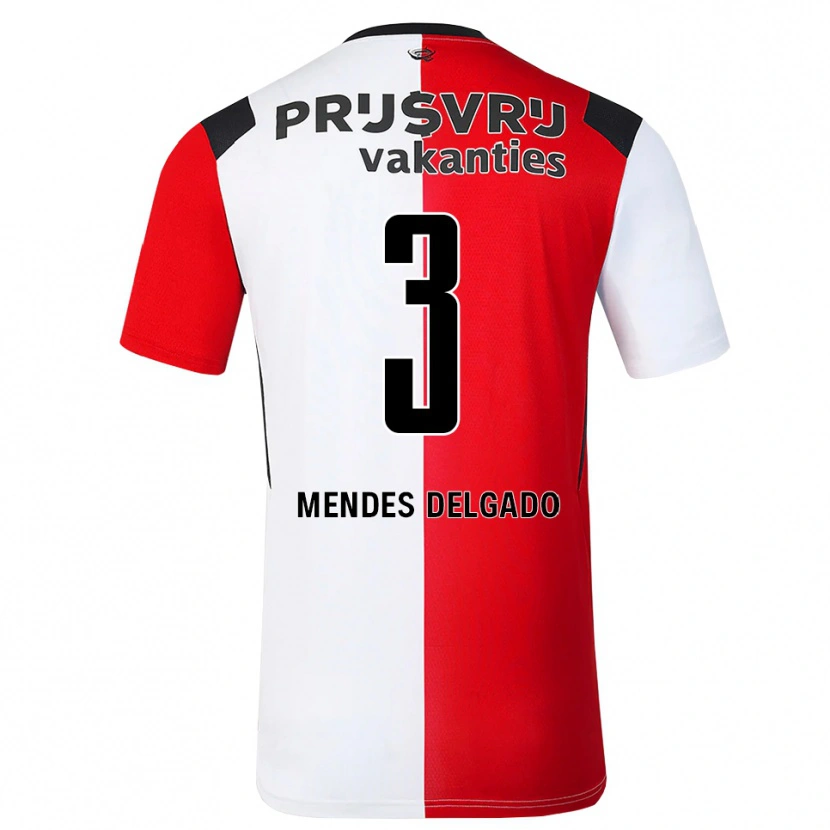 Danxen Hombre Camiseta Nestly Mendes Delgado #3 Rojo Blanco Negro 1ª Equipación 2026/27 La Camisa México