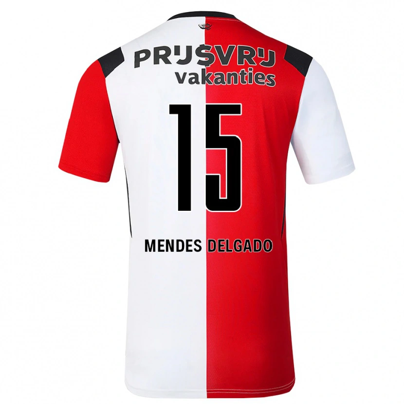 Danxen Hombre Camiseta Jayden Mendes Delgado #15 Rojo Blanco Negro 1ª Equipación 2026/27 La Camisa México