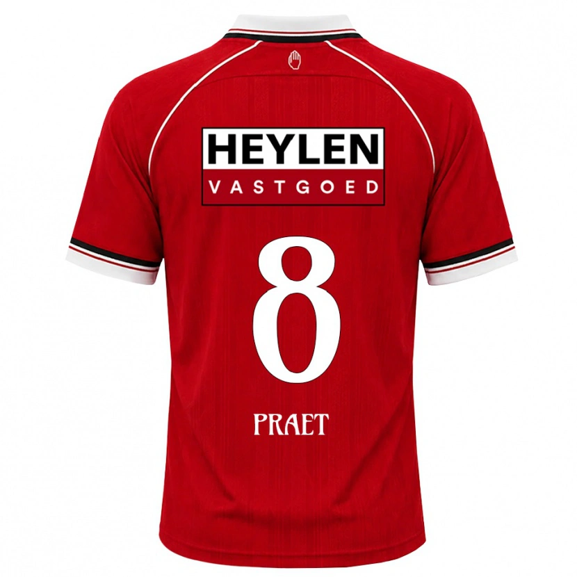 Danxen Hombre Camiseta Dennis Praet #8 Rojo Blanco Negro 1ª Equipación 2026/27 La Camisa México