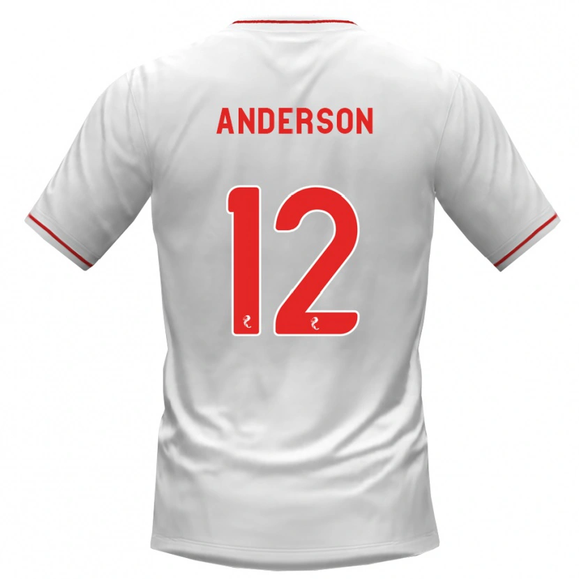 Danxen Hombre Camiseta Rhys Anderson #12 Blanco Rojo 2ª Equipación 2026/27 La Camisa México
