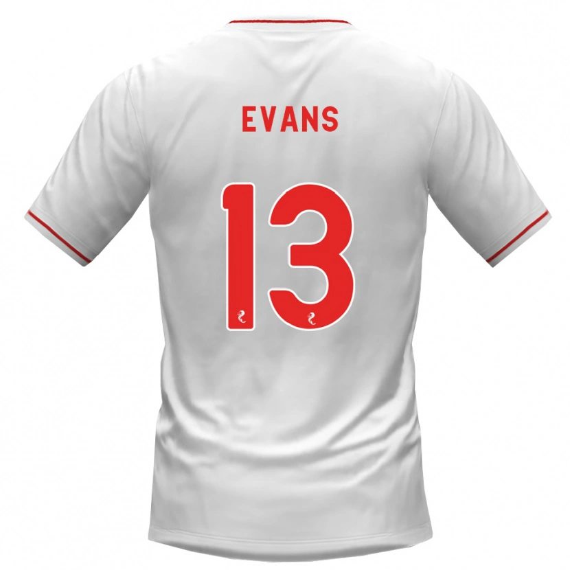 Danxen Hombre Camiseta Lauren Evans #13 Blanco Rojo 2ª Equipación 2026/27 La Camisa México