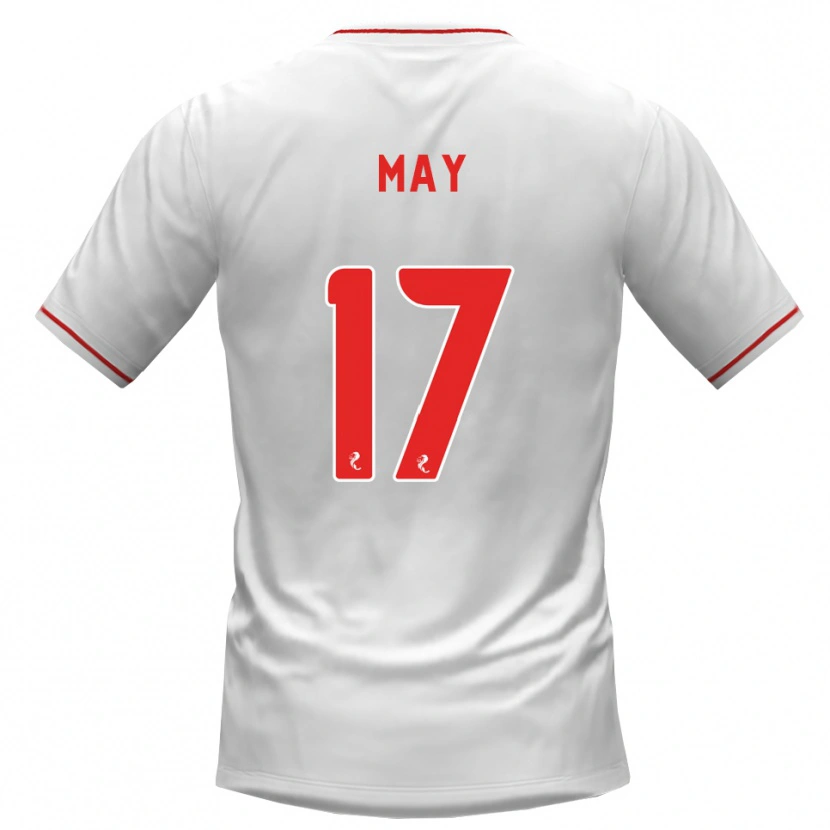 Danxen Hombre Camiseta Stevie May #17 Blanco Rojo 2ª Equipación 2026/27 La Camisa México