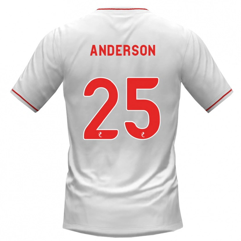 Danxen Hombre Camiseta Bruce Anderson #25 Blanco Rojo 2ª Equipación 2026/27 La Camisa México