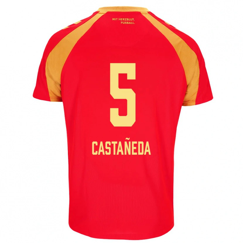 Danxen Hombre Camiseta Santiago Castañeda #5 Rojo Naranja Negro 2ª Equipación 2026/27 La Camisa México
