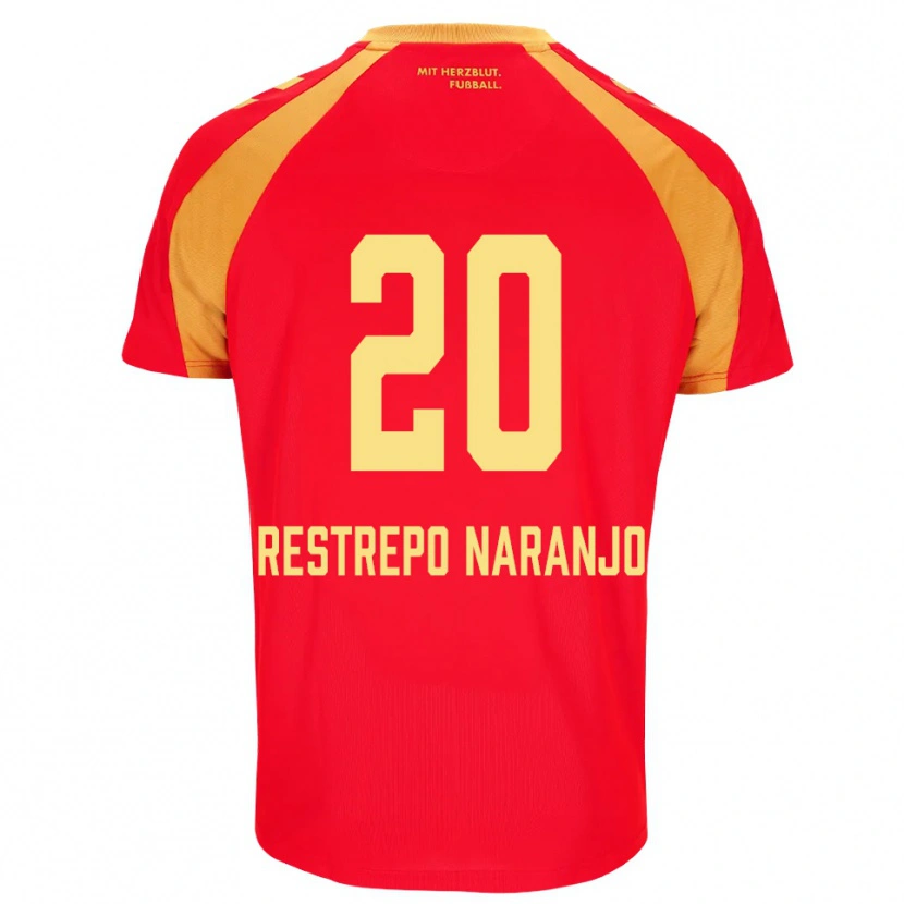 Danxen Hombre Camiseta Pedro Restrepo Naranjo #20 Rojo Naranja Negro 2ª Equipación 2026/27 La Camisa México