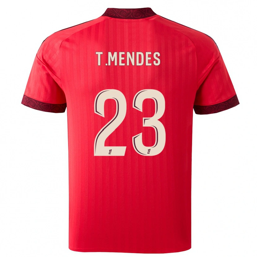 Danxen Hombre Camiseta Thiago Mendes #23 Borgoña Rojo Blanco 2ª Equipación 2026/27 La Camisa México