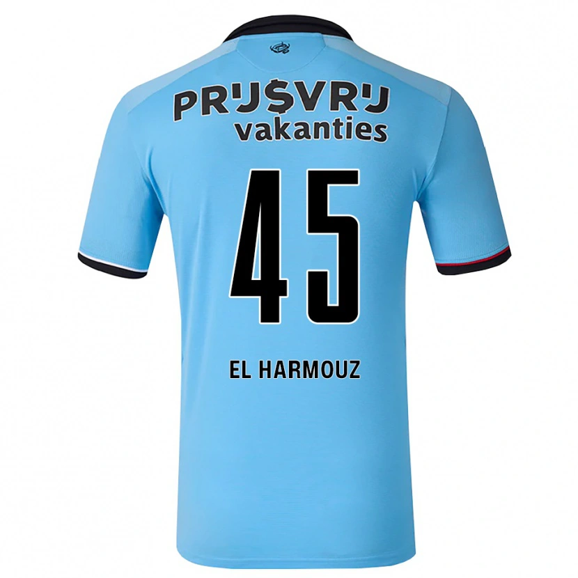 Danxen Hombre Camiseta Nassim El Harmouz #45 Azulcieloprofundo Negro Rojo 2ª Equipación 2026/27 La Camisa México