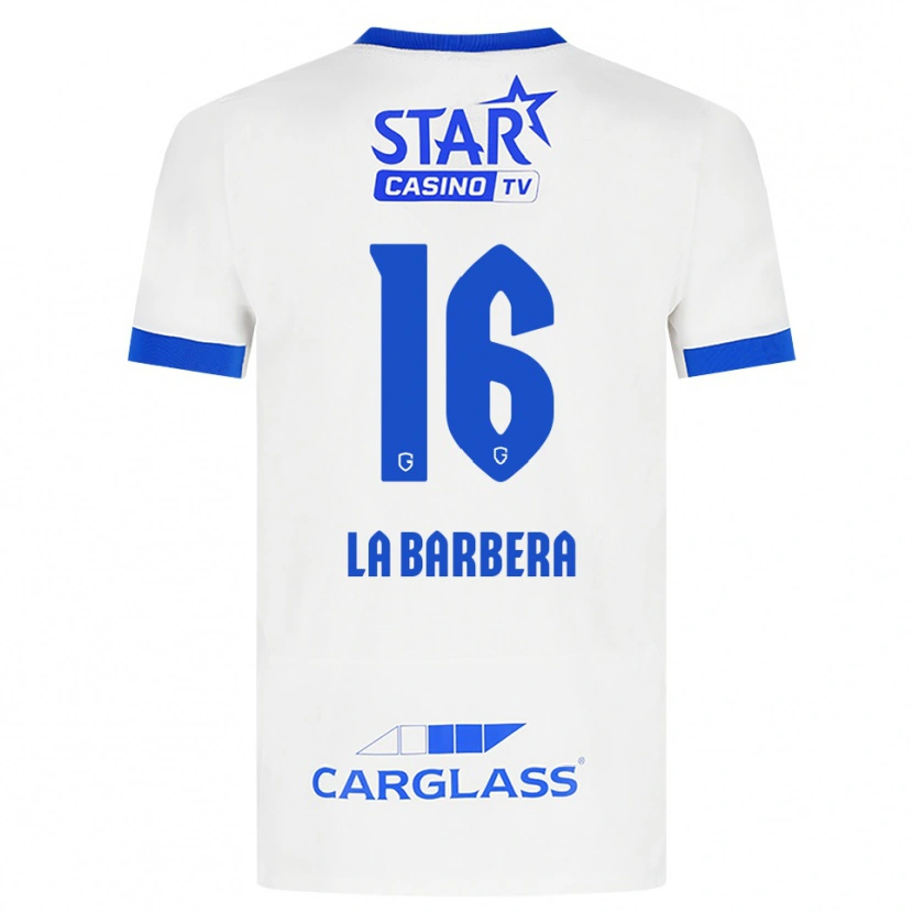 Danxen Hombre Camiseta Yonni La Barbera #16 Blanco Azul 2ª Equipación 2026/27 La Camisa México