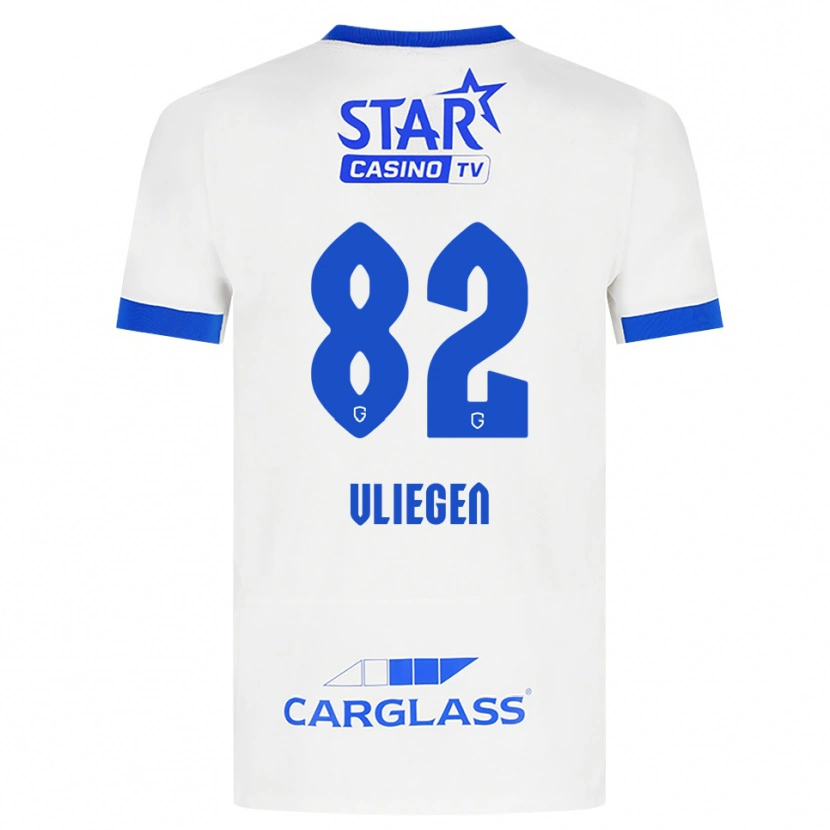 Danxen Hombre Camiseta Olivier Vliegen #82 Blanco Azul 2ª Equipación 2026/27 La Camisa México