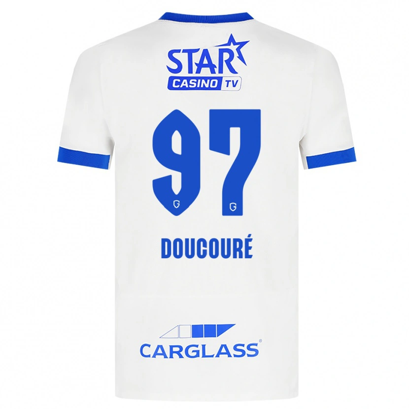 Danxen Hombre Camiseta Emile Doucouré #97 Blanco Azul 2ª Equipación 2026/27 La Camisa México