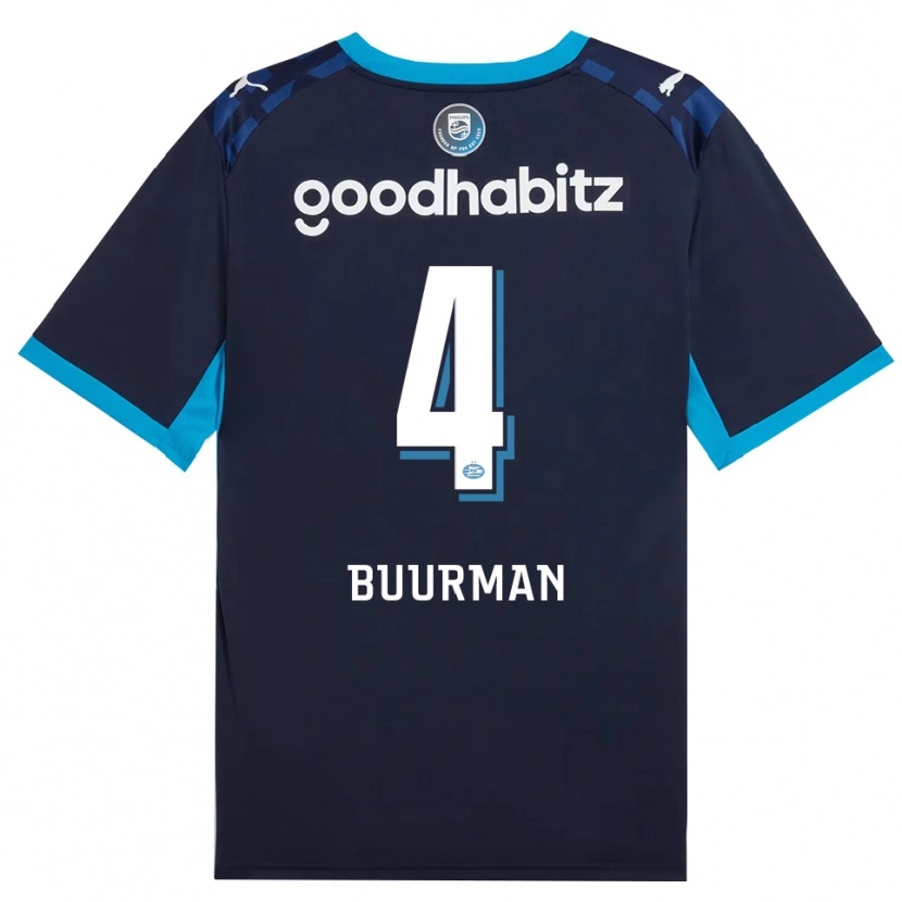 Danxen Hombre Camiseta Veerle Buurman #4 Azuldodger Azulreal Equipación Tercera 2026/27 La Camisa México