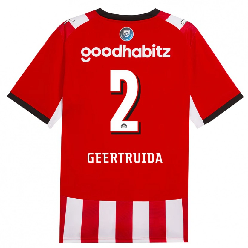 Danxen Hombre Camiseta Lutsharel Geertruida #2 Rojo Blanco Negro 1ª Equipación 2026/27 La Camisa México