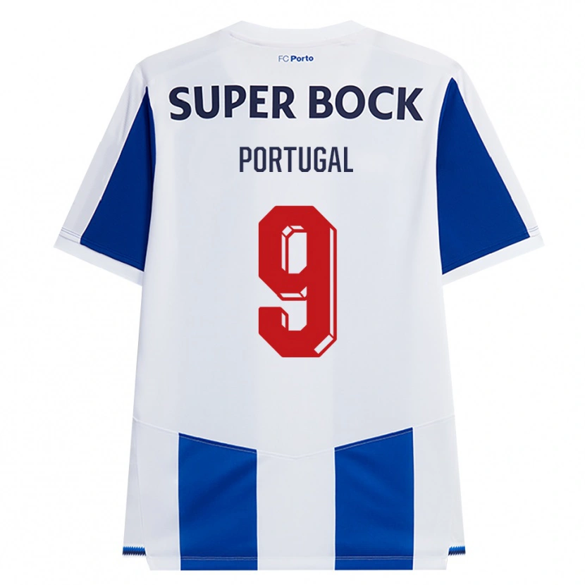 Danxen Mujer Camiseta Tiago Portugal #9 Azul Blanco Rojo 1ª Equipación 2026/27 La Camisa México