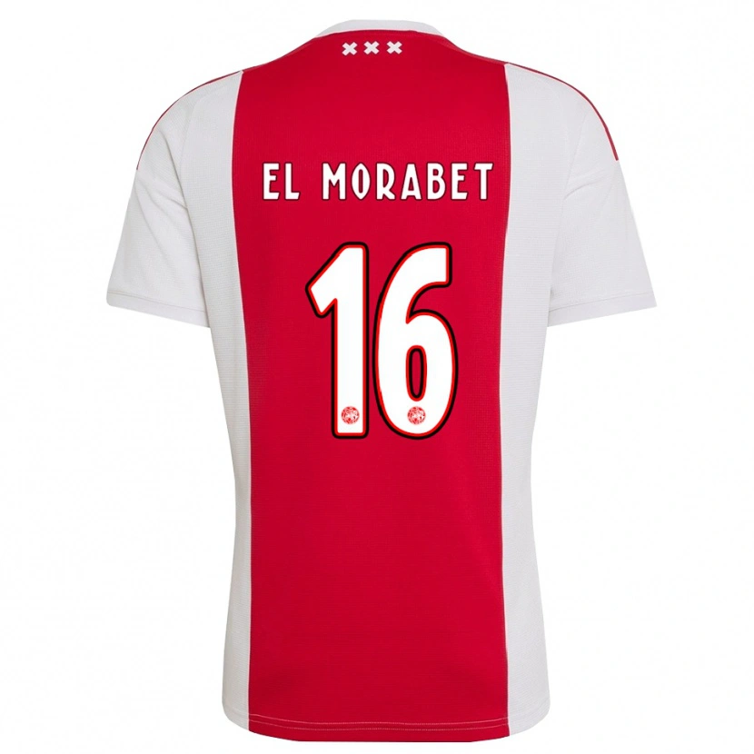 Danxen Mujer Camiseta Younes El Morabet #16 Rojo Blanco Amarillo 1ª Equipación 2026/27 La Camisa México