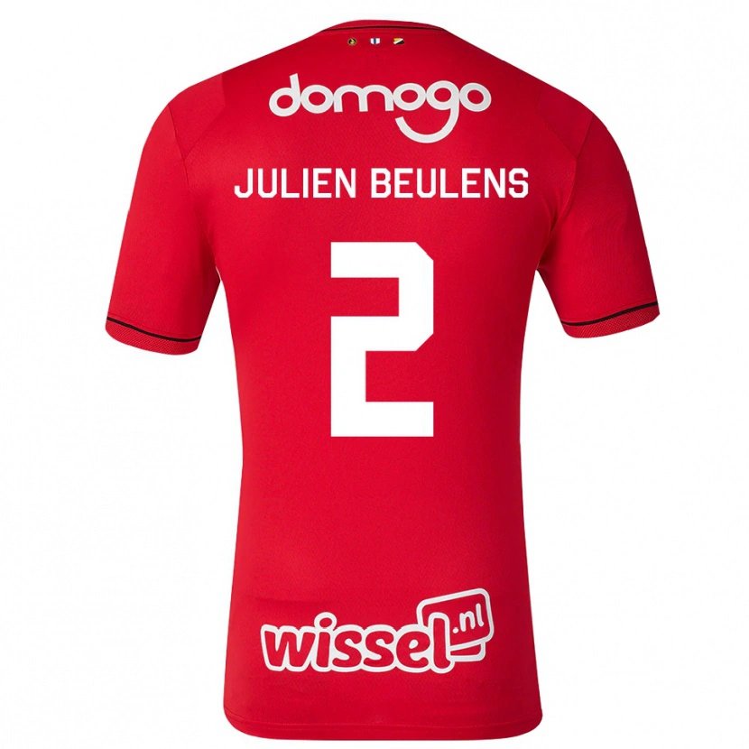 Danxen Mujer Camiseta Julien Beulens #2 Rojo Blanco Negro 1ª Equipación 2026/27 La Camisa México