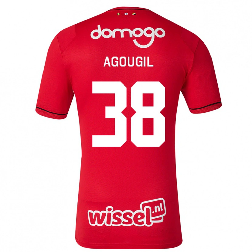 Danxen Mujer Camiseta Oualid Agougil #38 Rojo Blanco Negro 1ª Equipación 2026/27 La Camisa México