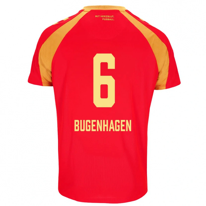Danxen Mujer Camiseta Julius Bugenhagen #6 Rojo Naranja Negro 2ª Equipación 2026/27 La Camisa México