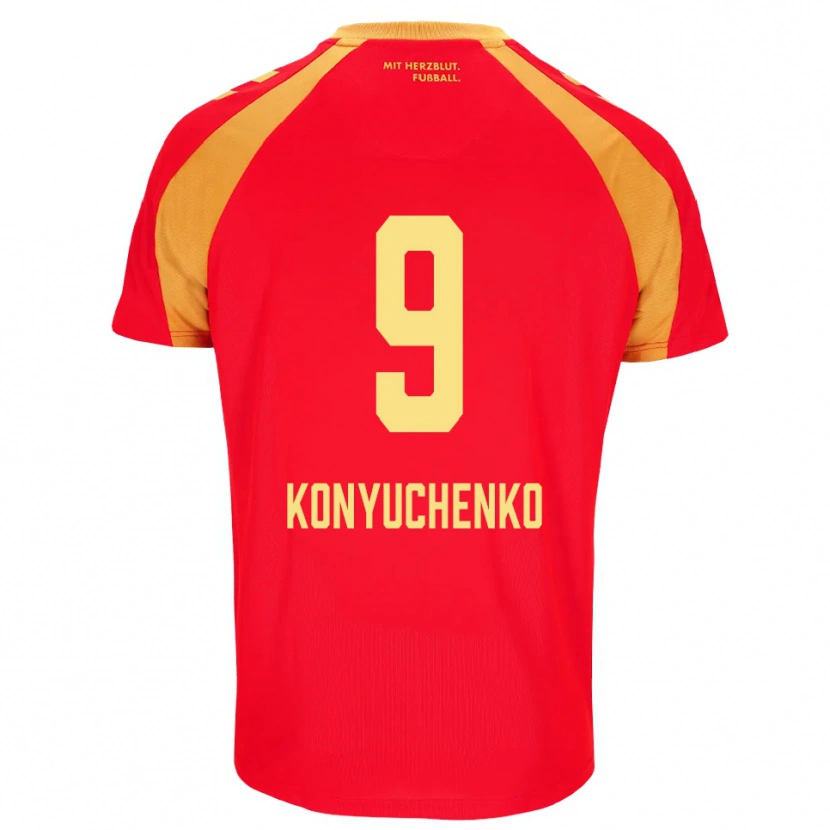 Danxen Mujer Camiseta Yehor Konyuchenko #9 Rojo Naranja Negro 2ª Equipación 2026/27 La Camisa México