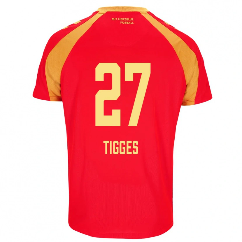 Danxen Mujer Camiseta Steffen Tigges #27 Rojo Naranja Negro 2ª Equipación 2026/27 La Camisa México
