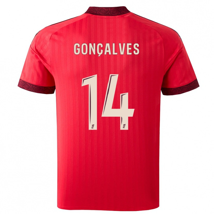 Danxen Mujer Camiseta Tiago Gonçalves #14 Borgoña Rojo Blanco 2ª Equipación 2026/27 La Camisa México