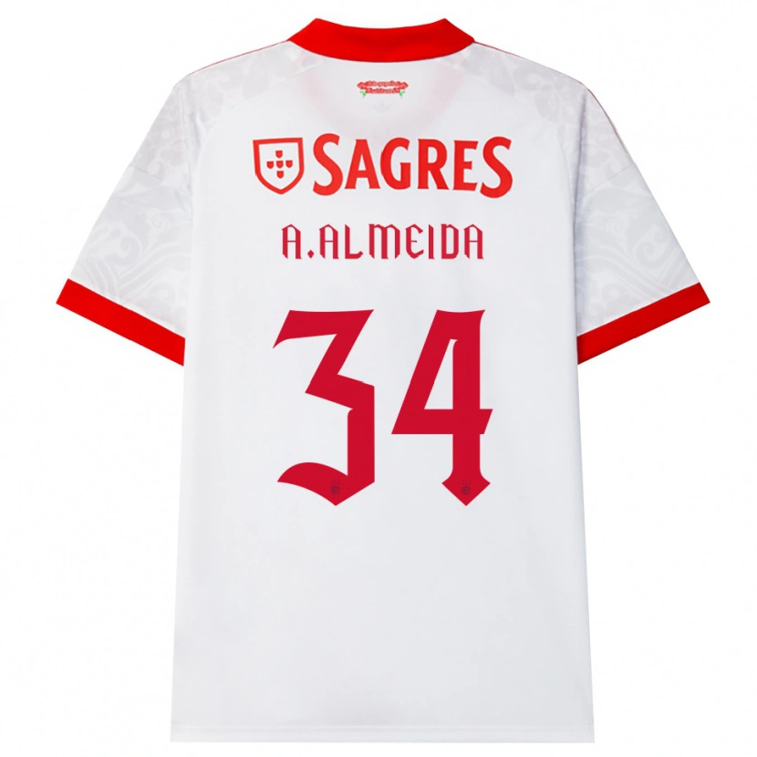 Danxen Mujer Camiseta Andre Almeida #34 Blanco Rojo Amarillo 2ª Equipación 2026/27 La Camisa México