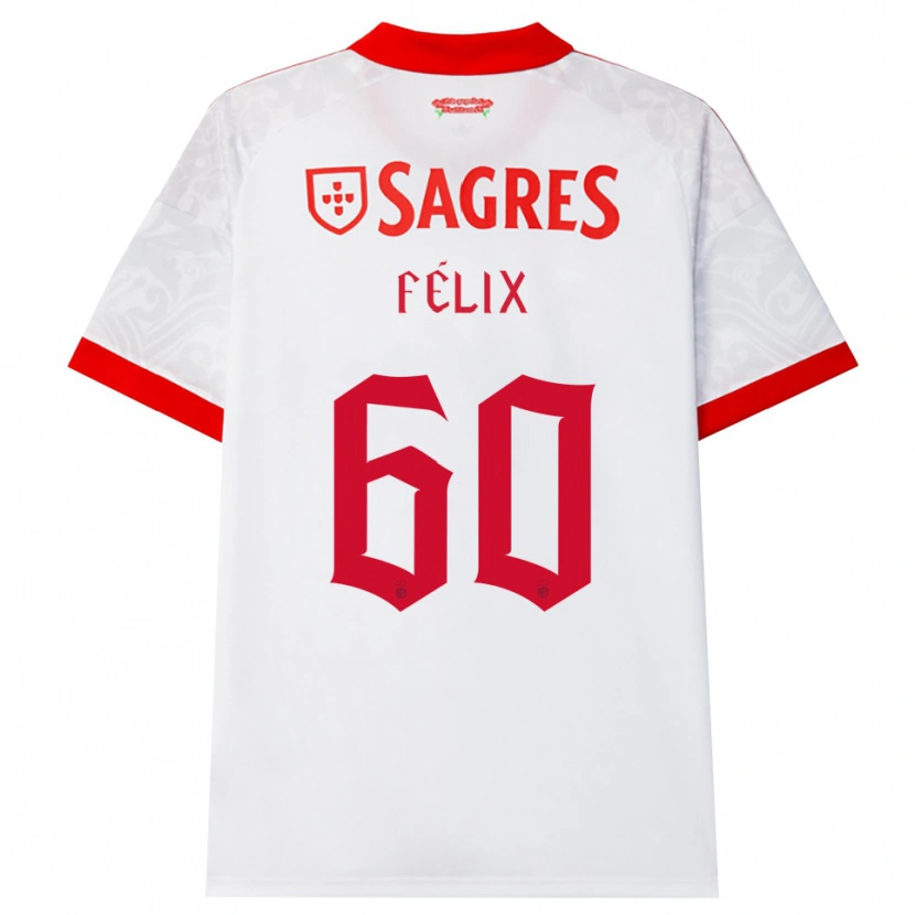 Danxen Mujer Camiseta Nuno Félix #60 Blanco Rojo Amarillo 2ª Equipación 2026/27 La Camisa México