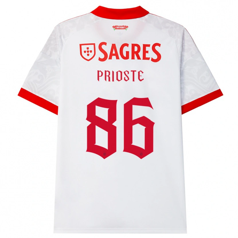 Danxen Mujer Camiseta Diogo Prioste #86 Blanco Rojo Amarillo 2ª Equipación 2026/27 La Camisa México