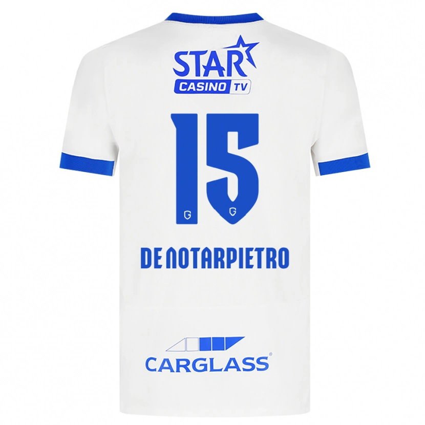Danxen Mujer Camiseta Matteo De Notarpietro #15 Blanco Azul 2ª Equipación 2026/27 La Camisa México