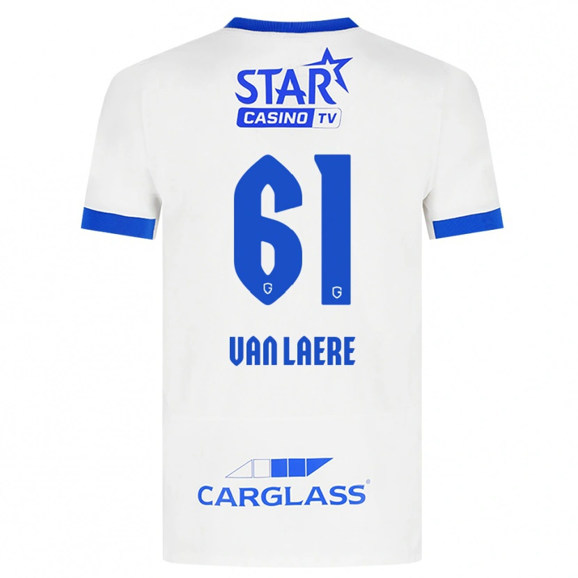 Danxen Mujer Camiseta Daan Van Laere #61 Blanco Azul 2ª Equipación 2026/27 La Camisa México