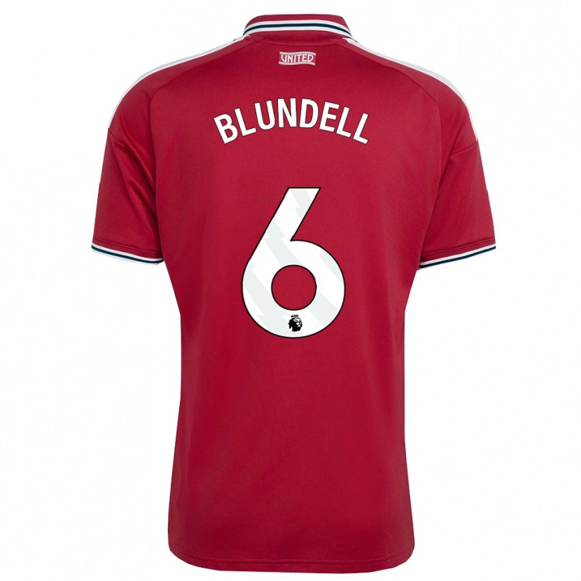 Danxen Niño Camiseta Hannah Blundell #6 Rojo Amarillo Blanco 1ª Equipación 2026/27 La Camisa México