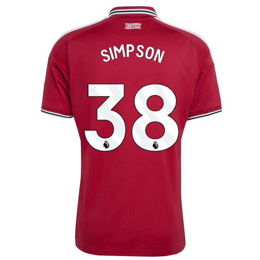 Danxen Niño Camiseta Jess Simpson #38 Rojo Amarillo Blanco 1ª Equipación 2026/27 La Camisa México