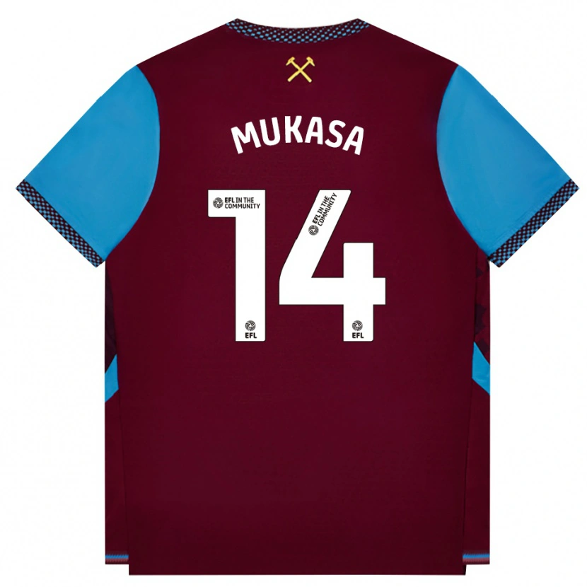 Danxen Niño Camiseta Divine Mukasa #14 Borgoña Azulaciano 1ª Equipación 2026/27 La Camisa México