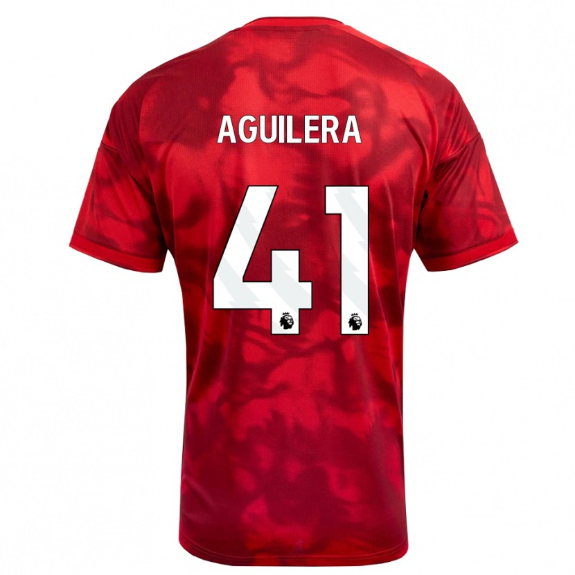 Danxen Niño Camiseta Brandon Aguilera #41 Carmesí Blanco 1ª Equipación 2026/27 La Camisa México
