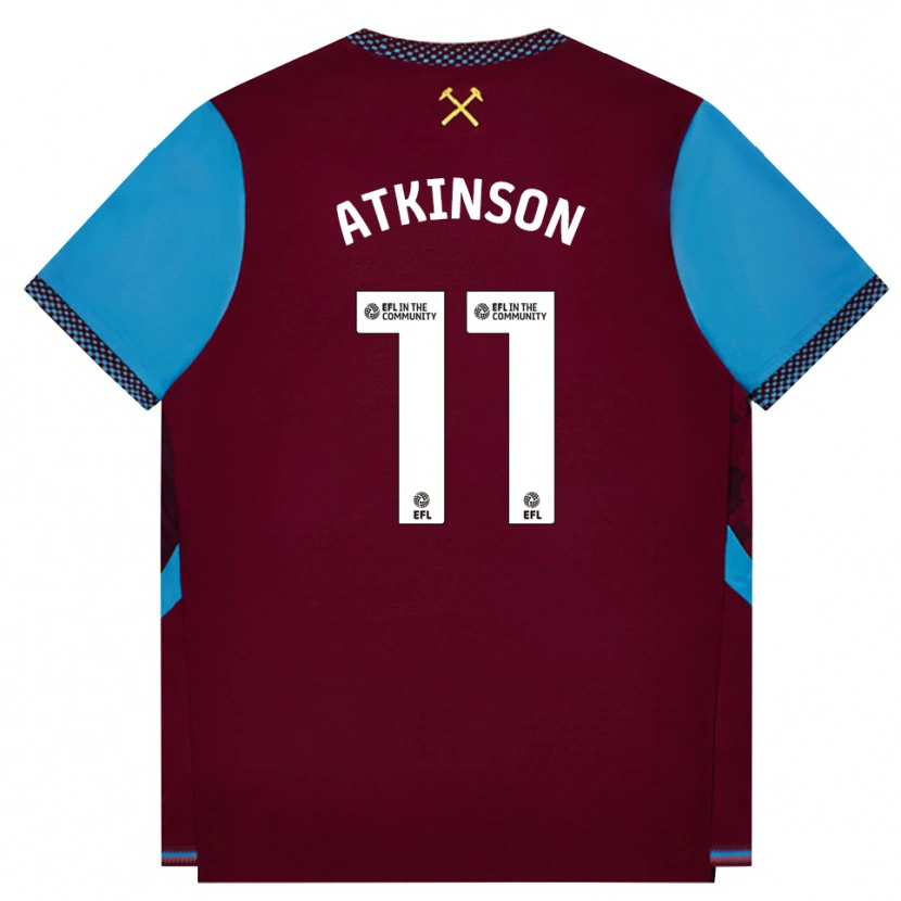Danxen Niño Camiseta Izzy Atkinson #11 Borgoña Azulaciano 1ª Equipación 2026/27 La Camisa México