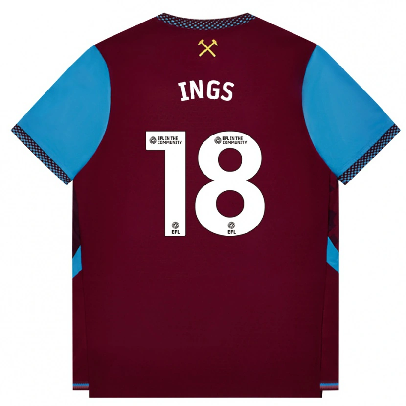 Danxen Niño Camiseta Danny Ings #18 Borgoña Azulaciano 1ª Equipación 2026/27 La Camisa México