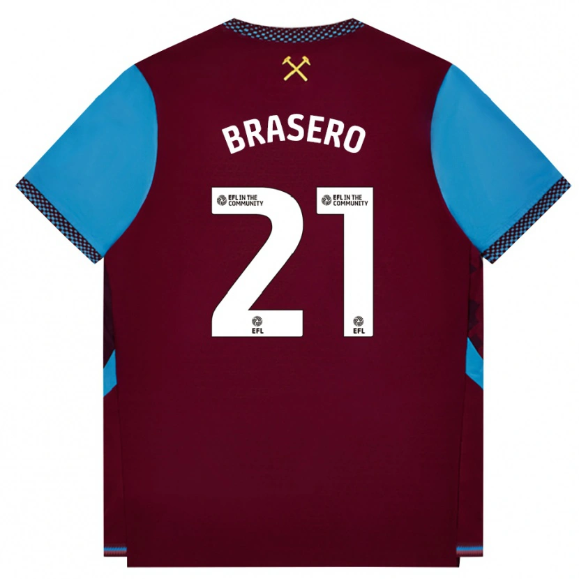 Danxen Niño Camiseta Sarah Brasero-Carreira #21 Borgoña Azulaciano 1ª Equipación 2026/27 La Camisa México
