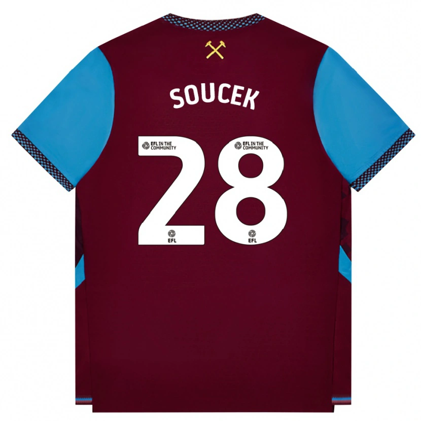 Danxen Niño Camiseta Tomáš Souček #28 Borgoña Azulaciano 1ª Equipación 2026/27 La Camisa México