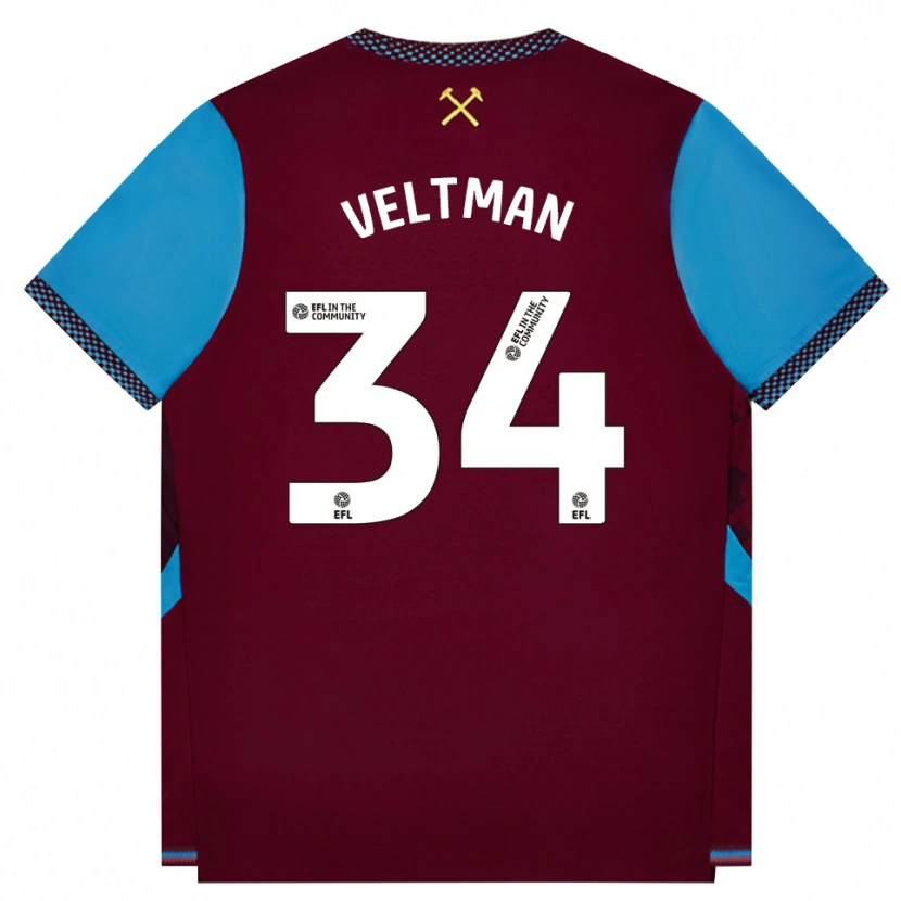 Danxen Niño Camiseta Joël Veltman #34 Borgoña Azulaciano 1ª Equipación 2026/27 La Camisa México