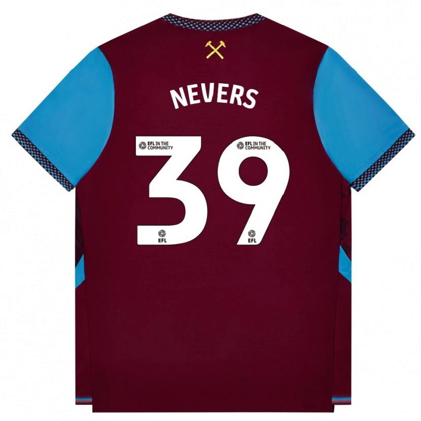 Danxen Niño Camiseta Thierry Nevers #39 Borgoña Azulaciano 1ª Equipación 2026/27 La Camisa México
