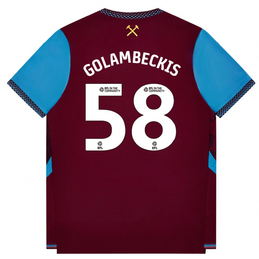 Danxen Niño Camiseta Airidas Golambeckis #58 Borgoña Azulaciano 1ª Equipación 2026/27 La Camisa México